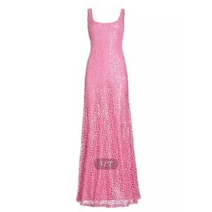 Monique Lhuillier Fuchsia Sequined Maxi Dress
